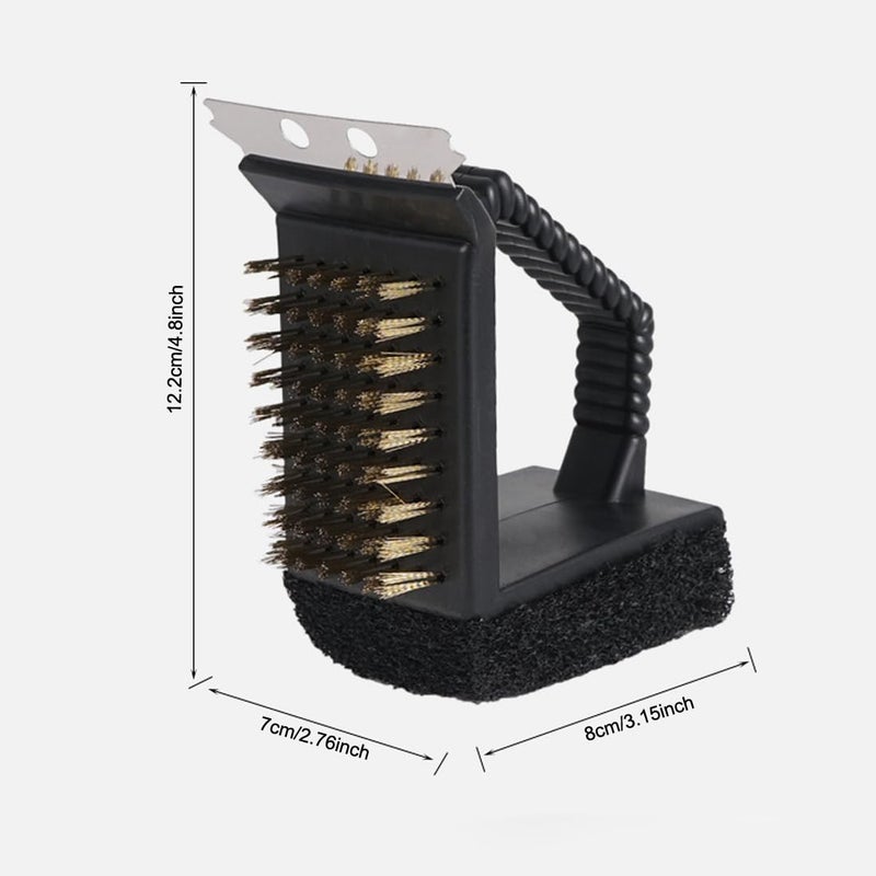 SquEqu 2 Pack Grill Brush and Scraper with Wire Bristles and Bristle-Free Scour 2 Side Brushes Handheld Short Handle Scrubber for Grill Grate Cleaner Cast Iron Charcoal Racks Grid BBQ Cooking Grates - Image 2